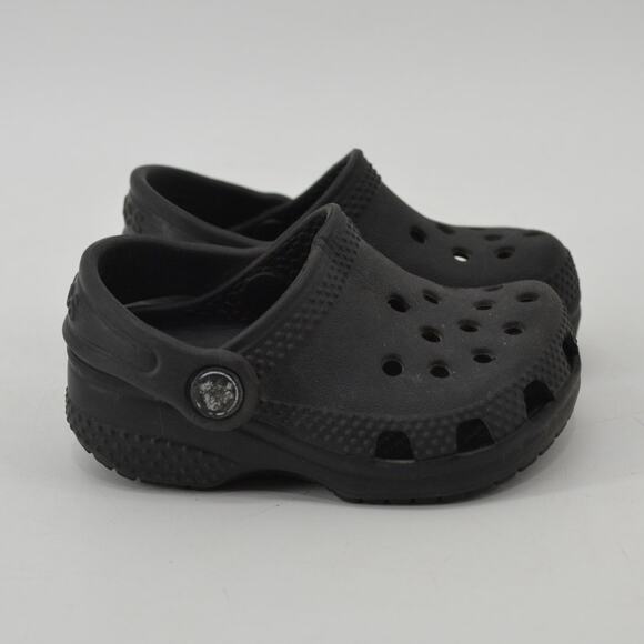 Crocs Size 2 3 Black Baby Slip On Toddler Solid Sandals - Picture 4 of 11